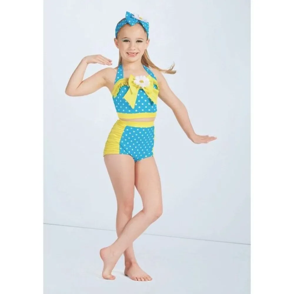 WEISSMAN Dive In The Pool Retro Two Piece Dance Costume Rhinestones Added